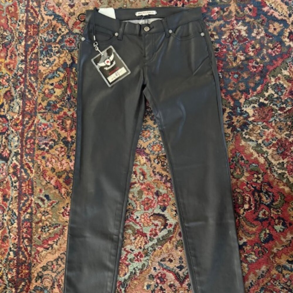 NWT Andrew Charles Jeans Womens 27 Rock Skinny Fit Black Coated Jeans